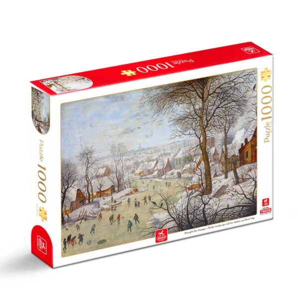 Puzzle Pieter Brueghel cel Tanar - Puzzle adulti 1000 piese - Winter Landscape with Skaters and Birds Trap