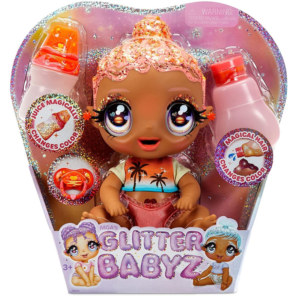 Papusa bebelus, Glitter Babyz Doll, Coral Pink