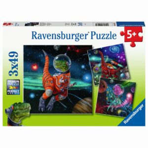 PUZZLE DINOZAURI IN SPATIU, 3x49 PIESE
