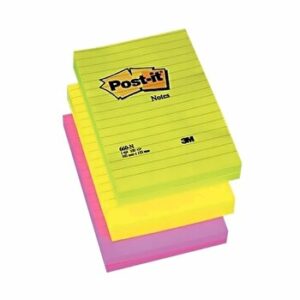 Notite adezive, Post-it, liniate, multicolor, 102x152 mm, 100 file