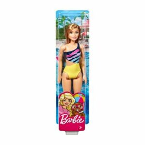 Papusa Barbie satena cu costum de baie multicolor, Barbie, 3-10 ani
