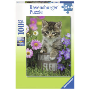 Puzzle pisicuta intre flori 100 piese ravensburger