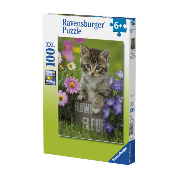 Puzzle pisicuta intre flori 100 piese ravensburger - imagine 2