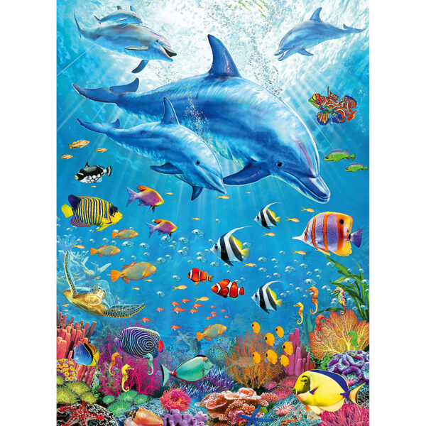 Puzzle delfini si pesti 100 piese ravensburger - imagine 2