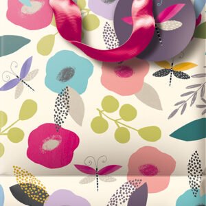 Punga de cadou - Medium - Floral on Purple | Great British Card Company