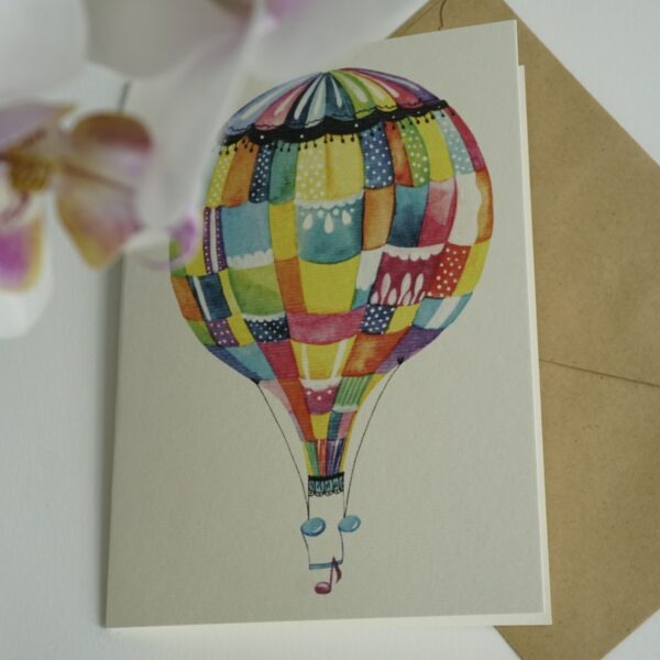Felicitare - Balon cu aer cald - Note muzicale | Ana-Maria Galeteanu Ilustrator - imagine 3