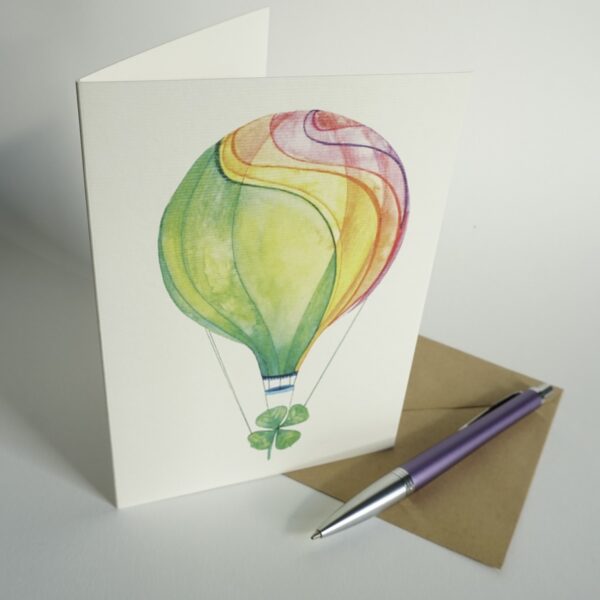 Felicitare - Balon cu aer cald - Trifoi | Ana-Maria Galeteanu Ilustrator - imagine 2