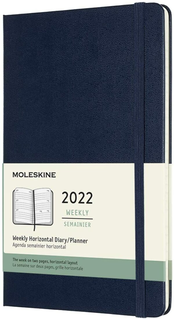 Agenda 2022 - 12-Month Weekly Horizontal Planner - Large, Hard Cover - Sapphire Blue | Moleskine