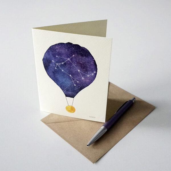 Felicitare - Constelatie Gemeni - Balon cu aer cald | Ana-Maria Galeteanu Ilustrator - imagine 3