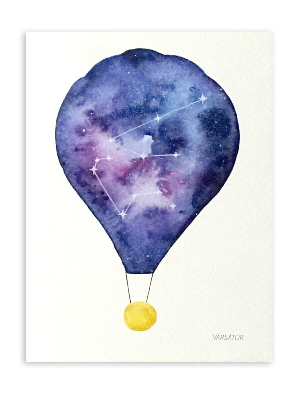 Felicitare - Constelatie Varsator - Balon cu aer cald | Ana-Maria Galeteanu Ilustrator