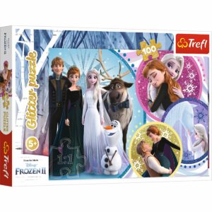Puzzle 100 piese, Trefl, Glitter in stralucirea iubirii, Disney Frozen 2