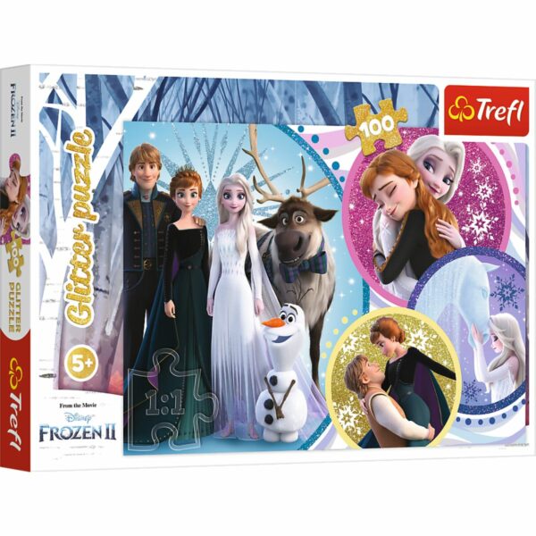 Puzzle 100 piese, Trefl, Glitter in stralucirea iubirii, Disney Frozen 2