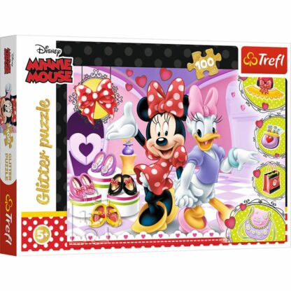 14820 puzzle 100 piese trefl glitter minnie mouse si moda 2