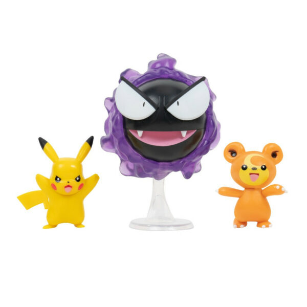 Set figurine - Pokemon - Teddiursa, Pikachu, Ghastly | Jazwares - imagine 2