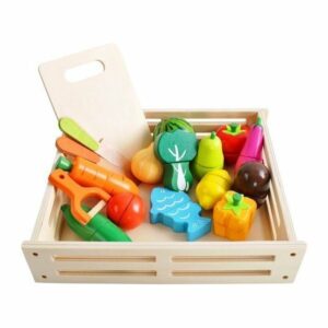 Set Ladita cu fructe si legume din lemn pentru feliat XXL Kruzzel MY17514
