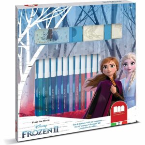 Set pictura 22 piese, 2 stampile, tus, 18 carioci si caiet cu activitati Frozen 2 Multiprint MP86981