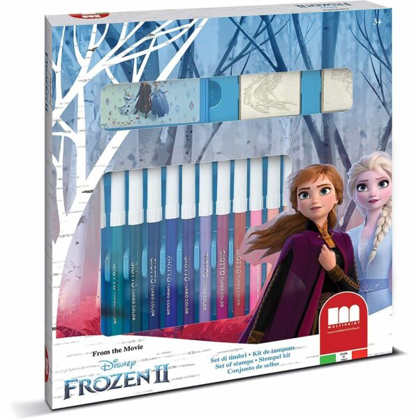 Set pictura 22 piese, 2 stampile, tus, 18 carioci si caiet cu activitati Frozen 2 Multiprint MP86981