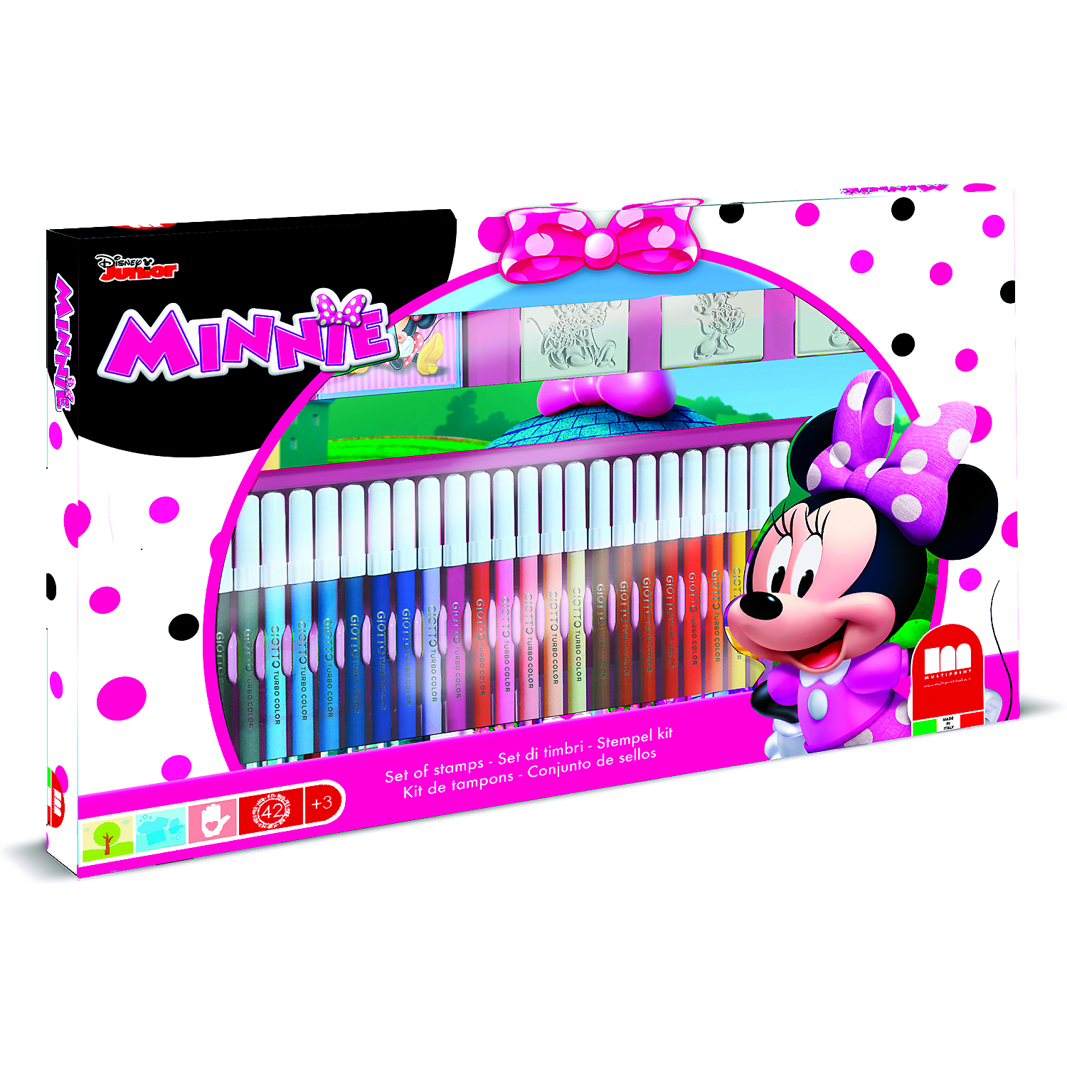 Set pictura 41 piese, 3 stampile, tus, 36 carioci si caiet cu activitati Minnie Multiprint MP57866