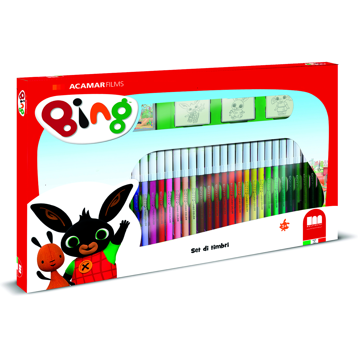 Set pictura 41 piese, 3 stampile, tus, 36 carioci si caiet cu activitati Bing Multiprint MP57987