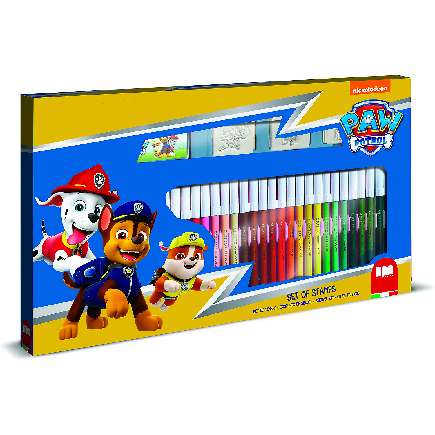 Set pictura 41 piese, 3 stampile, tus, 36 carioci si caiet cu activitati Paw Patrol Multiprint MP57903