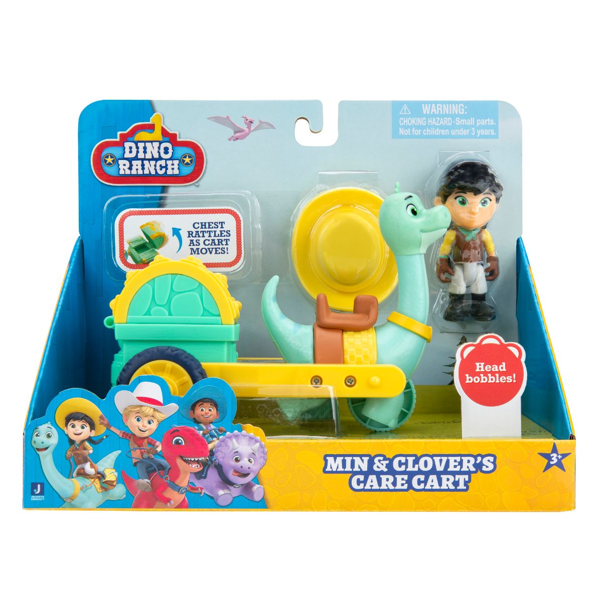 Set figurina cu dinozaur, Dino Ranch, Clover si Min, Feature Vehicle, DNR0011