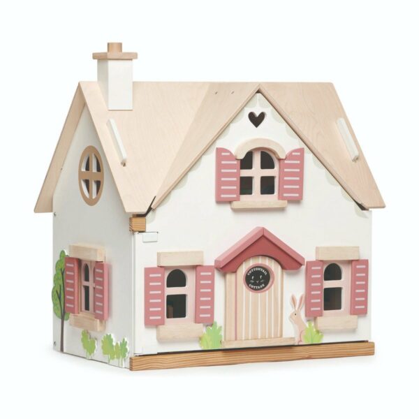 Casuta rurala de papusi, Tender Leaf Toys, din lemn, cu 13 componente ce mobila