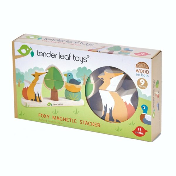 Puzzle magnetic din lemn, Tender Leaf Toys, Vulpea in padure, 8 piese
