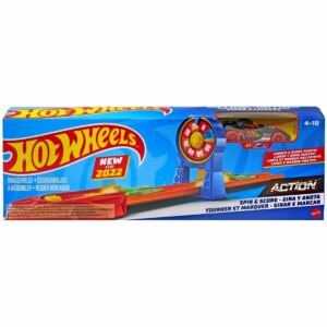 Set de joaca Circuit cu masinuta si obstacole Hot Wheels, Spin and Score, HFY68