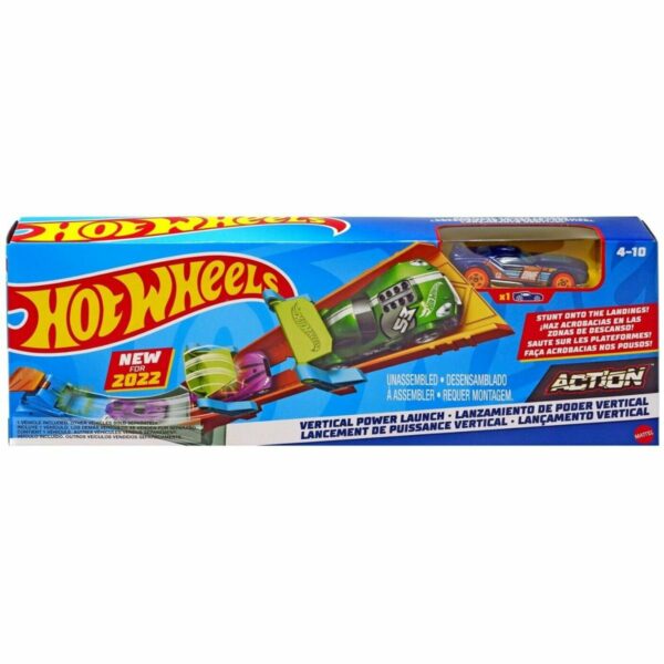 Set de joaca Circuit cu masinuta si obstacole Hot Wheels, Vertical power launch, HFY69