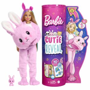 Papusa Barbie Cutie Reveal in costum de Iepuras, cu 10 surprize