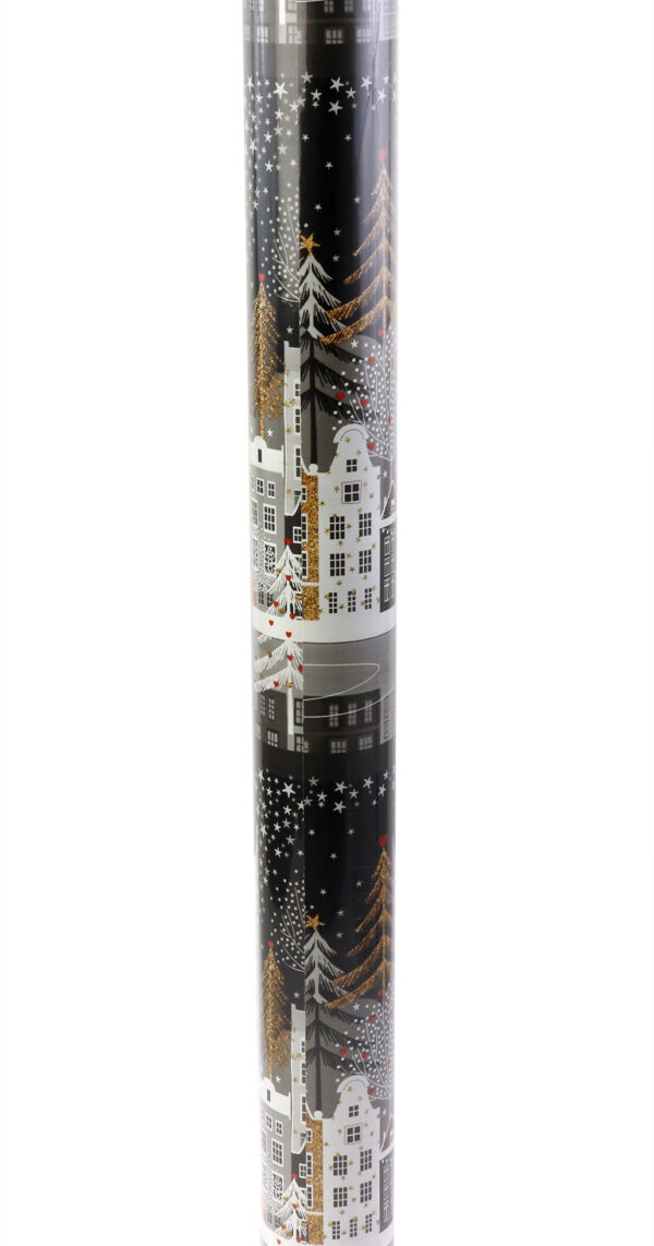 Hartie de impachetat - Pizazz Christmas Scene, Black 4m | Glick