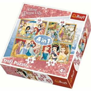 Puzzle 4 in 1 O zi fericita a printeselor, 207 piese