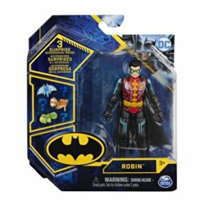 Figurina Batman, Robin cu costum Tech si articulata, cu 3 accesorii surpriza, 10 cm
