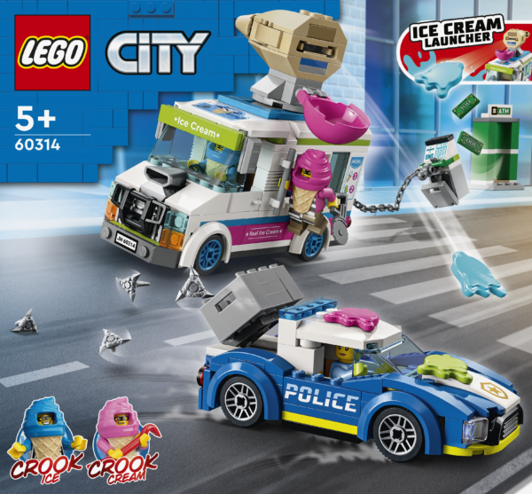 LEGO City - Politia in urmarirea furgonetei cu inghetata 60314, 317 piese