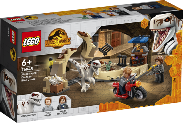LEGO Jurassic World -Dinozaur Atrociraptor: Urmarirea cu motocicleta