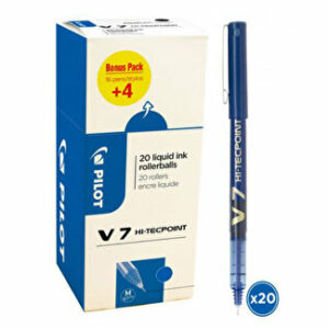 Roller Pilot V7 Hi-Tecpoint, 0.7 mm, albastru, 20 buc