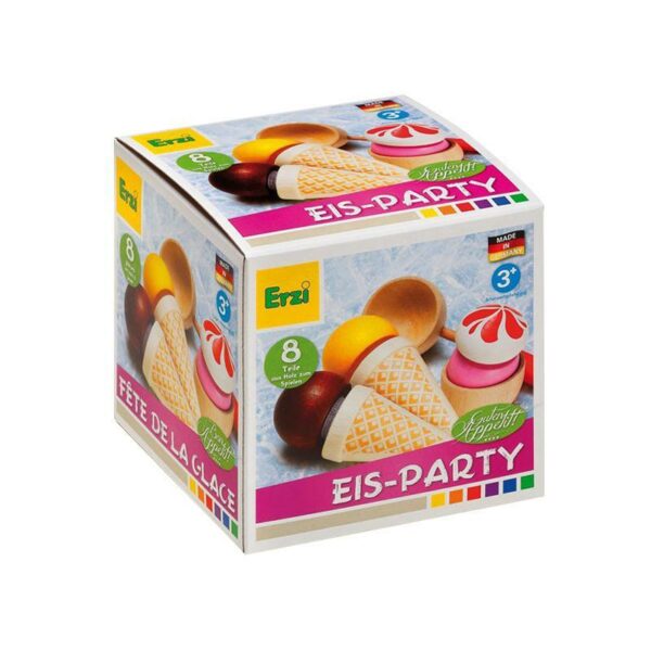 Set 8 alimente din lemn Petrecere cu inghetata, 3 ani+, Erzi