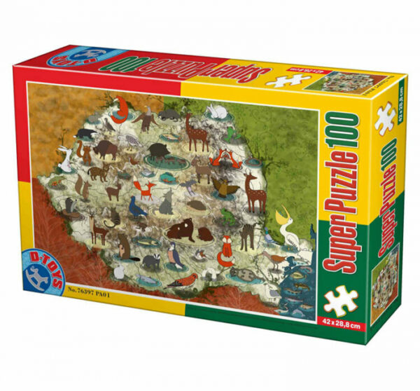 Super Puzzle Animalele din Romania 100 Piese 76397