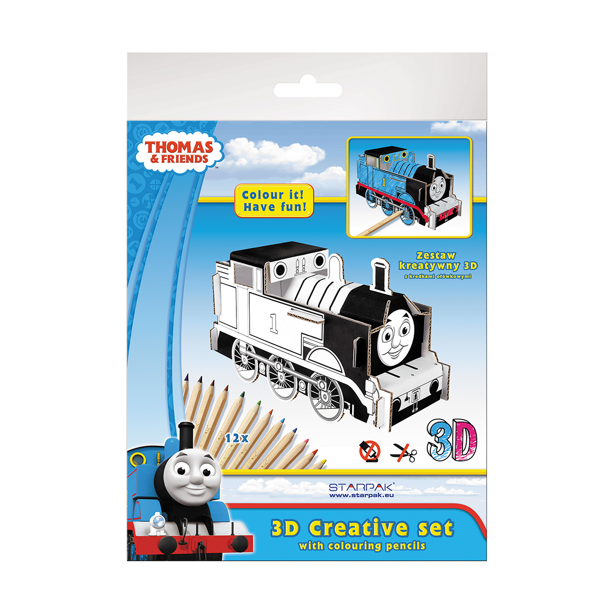 Set creativ 3D cu 12 creioane colorate Starpak, Thomas and friends
