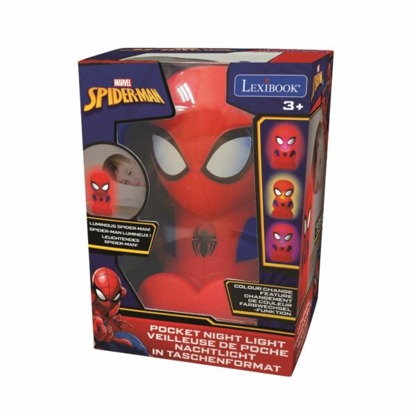 Lampa 3D Lexibook, cu efecte luminoase, Spiderman, 13 cm