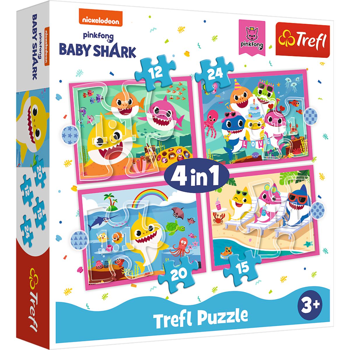 Puzzle 4 in 1, Trefl, Familia rechinilor Baby Shark ( 12, 15, 20 si 24 piese) 1 Puzzle 4 in 1, Trefl, Familia rechinilor Baby Shark ( 12, 15, 20 si 24 piese)