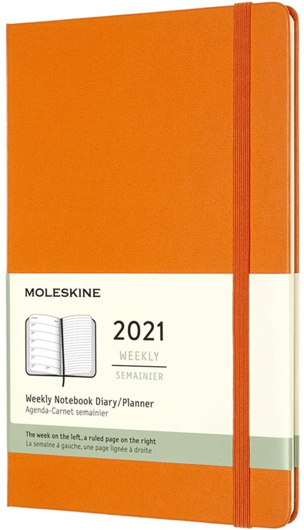 Agenda 2021 - Moleskine 12-Month Weekly Notebook Planner - Cadmium Orange, Softcover Large | Moleskine