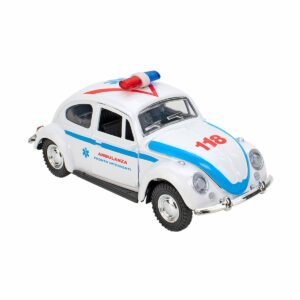 Masinuta Ambulanta Globo Die Cast Pull Back & Go, Alb