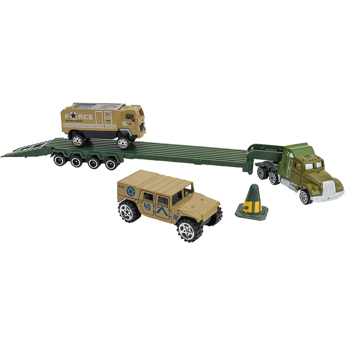 Set Camion transportator si masinute Globo Die Cast Metal, Verde 1 Set Camion transportator si masinute Globo Die Cast Metal, Verde