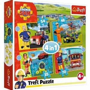 Puzzle 4 in 1 Pompierul Sam - Curajosul Sam, 207 piese