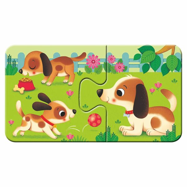 PUZZLE ANIMALE SI PUIUTII LOR, 9x2 PIESE