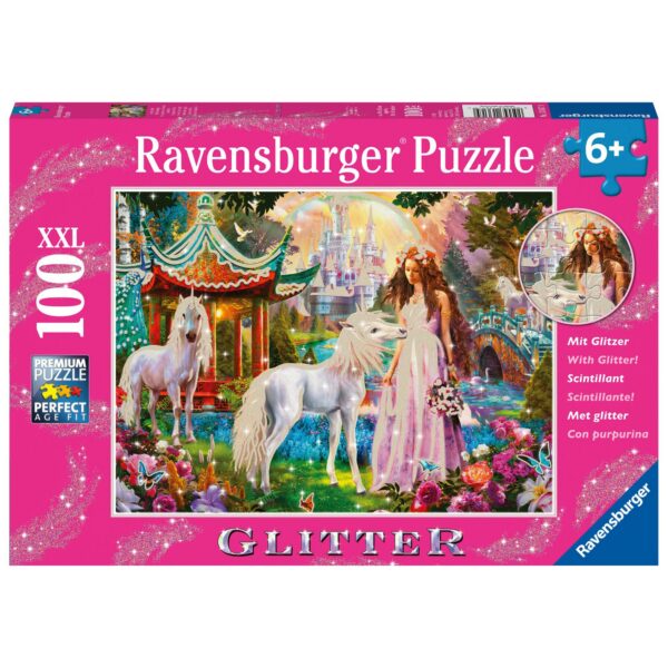 PUZZLE LUMEA UNICORNILOR, 100 PIESE GLITTER