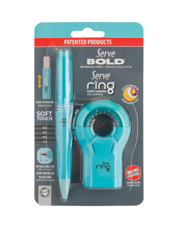Set creion mecanic - Bold 0.7mm + Ring, albastru | Serve