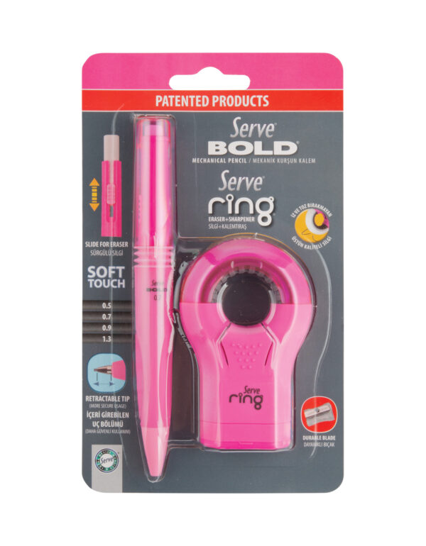 Set creion mecanic - Bold 0.7mm + Ring, roz | Serve