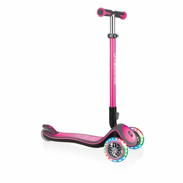 Trotineta copii, Globber Elite Deluxe Lights, pliabila, roz